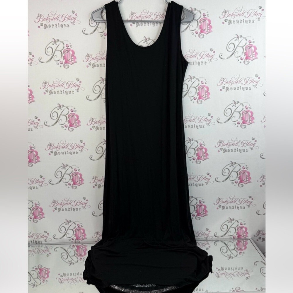 Mario Serrani Italy dress, long, maxi, stretchy, comfy flowy Black Maxi Dress